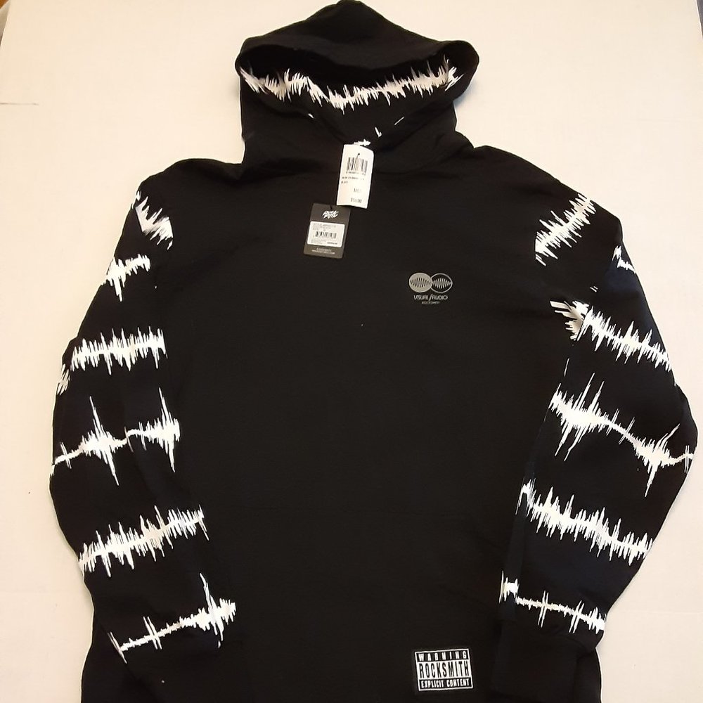 NEW ROCKSMITH BLACK HOODIE light weight shirt JACKET MENS MEDIUM + cap
